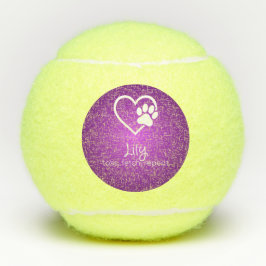 Purple Dog Name Tennis Ball 'toss, fetch, repeat' テニスボール
