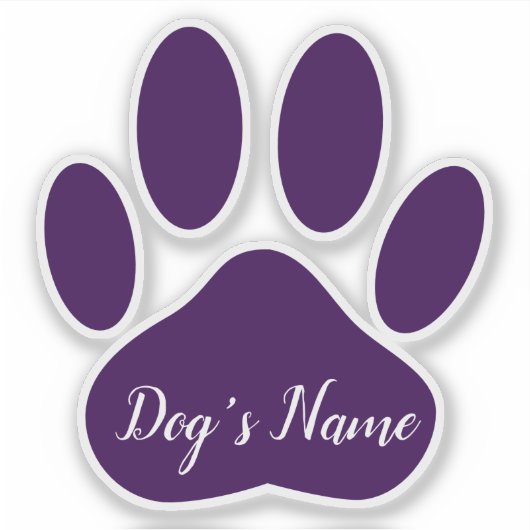 Purple Dog Paw Print With Custom Name Personalized シール (正面)