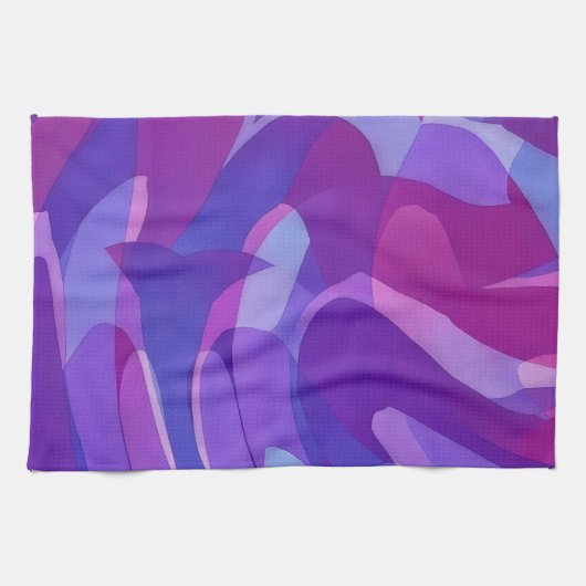 Purple Dolphin Swim Abstract Artsy Towel キッチンタオル (横)