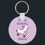 Purple Dots Roller Skate Birthday Keychain キーホルダー<br><div class="desc">For the birthday girl who loves rollerskating, here is a cute design featuring a purple and white rollerskate with pink and purple flowers on a purple polka dot background. The text is fully customizable for your own special occasion. Visit CelebrationBazaar to view the collection of gifts, stationery and party favors...</div>