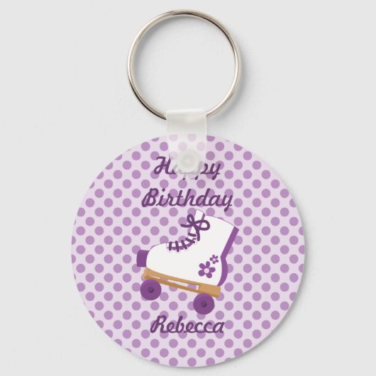 Purple Dots Roller Skate Birthday Keychain キーホルダー (正面)