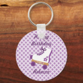 Purple Dots Roller Skate Birthday Keychain キーホルダー (正面)