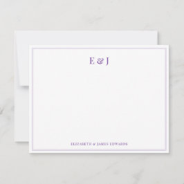 Purple Double Border Elegant Couple Monogram ノートカード