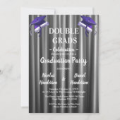 Purple double Celebration Graduation Party 2 photo 招待状 (正面)