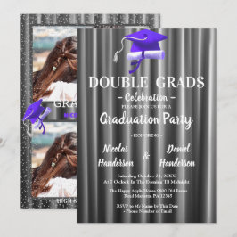 Purple double Celebration Graduation Party 2 photo 招待状