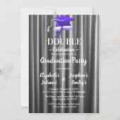 Purple double Celebration Graduation Party 4 photo 招待状 (正面)