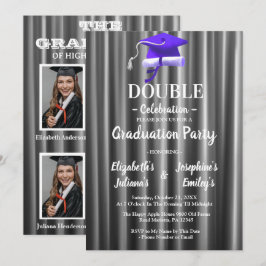 Purple double Celebration Graduation Party 4 photo 招待状