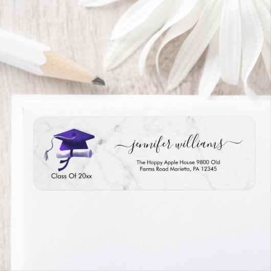 Purple Double Graduation Return Address ラベル (インサイチュ)