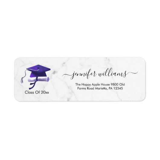 Purple Double Graduation Return Address ラベル (正面)