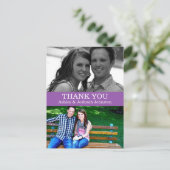 Purple Double Photo Thank You'結婚s Post Card ポストカード (スタンド正面)