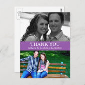 Purple Double Photo Thank You'結婚s Post Card ポストカード (正面/裏面)