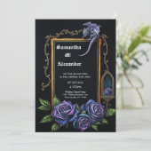 Purple Dragon and Roses Gothic Wedding Invitation 招待状 (スタンド正面)