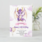 Purple dragon birthday party invitation 招待状 (スタンド正面)