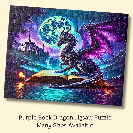 Purple Dragon Reading Book Blue Moon ジグソーパズル