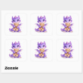 Purple Dragon Teddy Bear Square Sticker スクエアシール (シート)