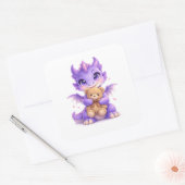 Purple Dragon Teddy Bear Square Sticker スクエアシール (封筒)