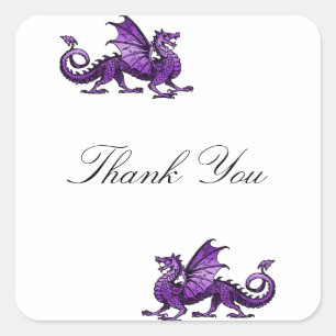 Purple Dragon Thank You Stickers スクエアシール