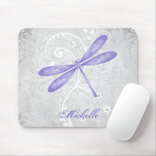 Purple Dragonfly Personalized Mousepad マウスパッド
