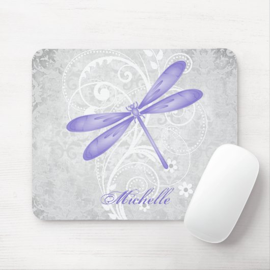 Purple Dragonfly Personalized Mousepad マウスパッド (マウス)