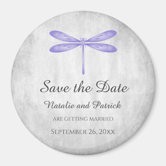 Purple Dragonfly Save the Date Magnet マグネット (正面)