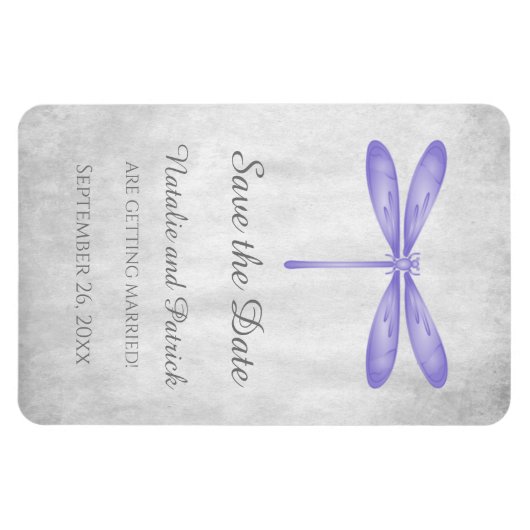 Purple Dragonfly Save the Date Magnet マグネット (横)