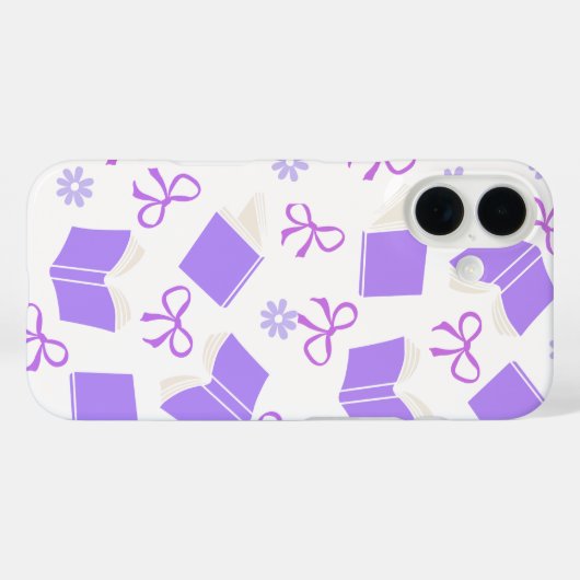 Purple Dreamy Books & Bows Pattern Case-Mate iPhoneケース (裏面 (横))