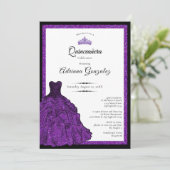Purple Dress and Tiara Custom Photo Quinceanera 招待状 (スタンド正面)