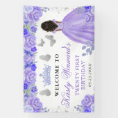 Purple Dress Dark Skin Princess Floral Birthday 横断幕 (縦)