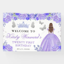 Purple Dress Red Haired Princess Floral Birthday 横断幕