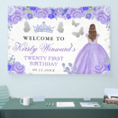 Purple Dress Red Haired Princess Floral Birthday 横断幕 (トレードショー)