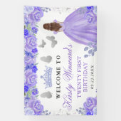 Purple Dress Red Haired Princess Floral Birthday 横断幕 (縦)