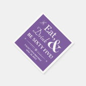 Purple Eat Drink Be Sixty Five Retro 65th Birthday スタンダードカクテルナプキン (角)