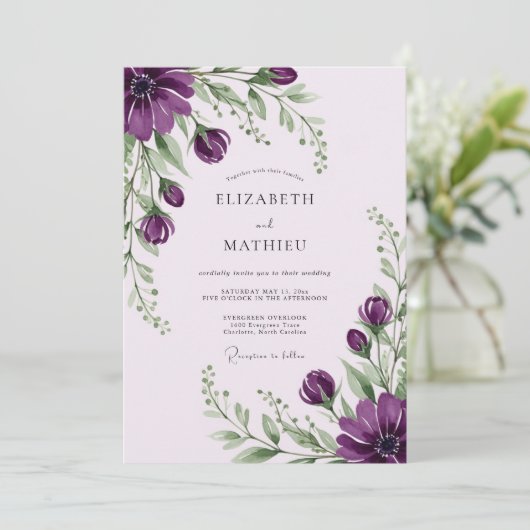 Purple Efflorescent Spring Wedding 招待状 (スタンド正面)