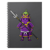 Purple Eggplant Samurai Warrior with Spear Illustr ノートブック (正面)