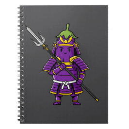 Purple Eggplant Samurai Warrior with Spear Illustr ノートブック