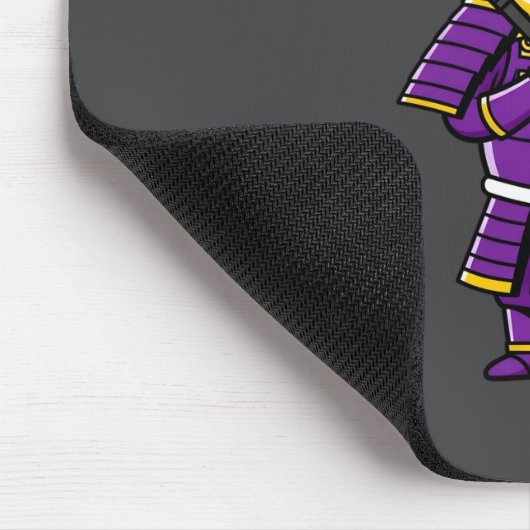 Purple Eggplant Samurai Warrior with Spear Illustr マウスパッド (コーナー)