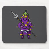 Purple Eggplant Samurai Warrior with Spear Illustr マウスパッド (正面)