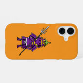 Purple Eggplant Samurai Warrior with Spear Illustr iPhone 16ケース (裏面横)