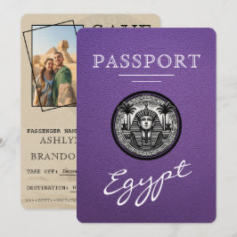 Purple Egypt Passport Wedding Save the Date セーブザデート