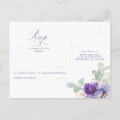 Purple Elegant Botanical Wedding RSVP Postcard ポストカード (裏面)