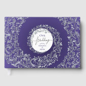Purple Elegant Damask Wedding ゲストブック (正面)