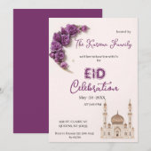 Purple Elegant Eid Celebration  Party Invitation シーズンカード (正面/裏面)