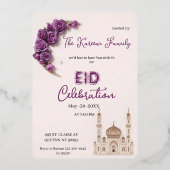 Purple Elegant Eid Celebration  Party Invitation 箔シーズンカード (正面)