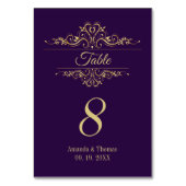 Purple elegant golden frame wedding table テーブルナンバー (裏面)