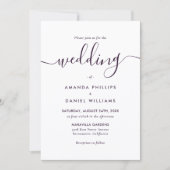 Purple Elegant Modern Script Photo Wedding 招待状 (正面)