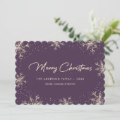Purple Elegant Modern Snowflake Christmas Card シーズンカード (スタンド正面)