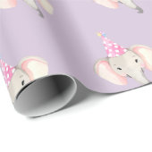 Purple Elephant Birthday Party Gift Wrapping Paper ラッピングペーパー (ロールコーナー)