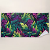 Purple & Emerald Jungle Beach Towel ビーチタオル (正面)