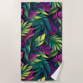 Purple & Emerald Jungle Beach Towel ビーチタオル (正面)