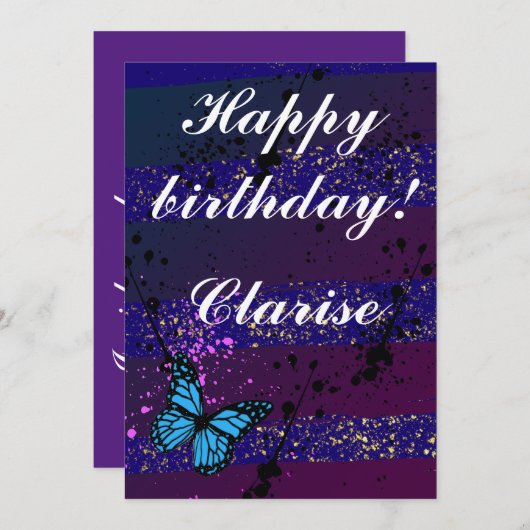 Purple Ephemera vibrant color art サンキューカード (正面/裏面)